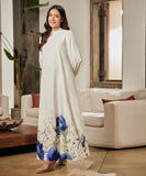 Border Printed Butterfly Sleeve Maxi Dress