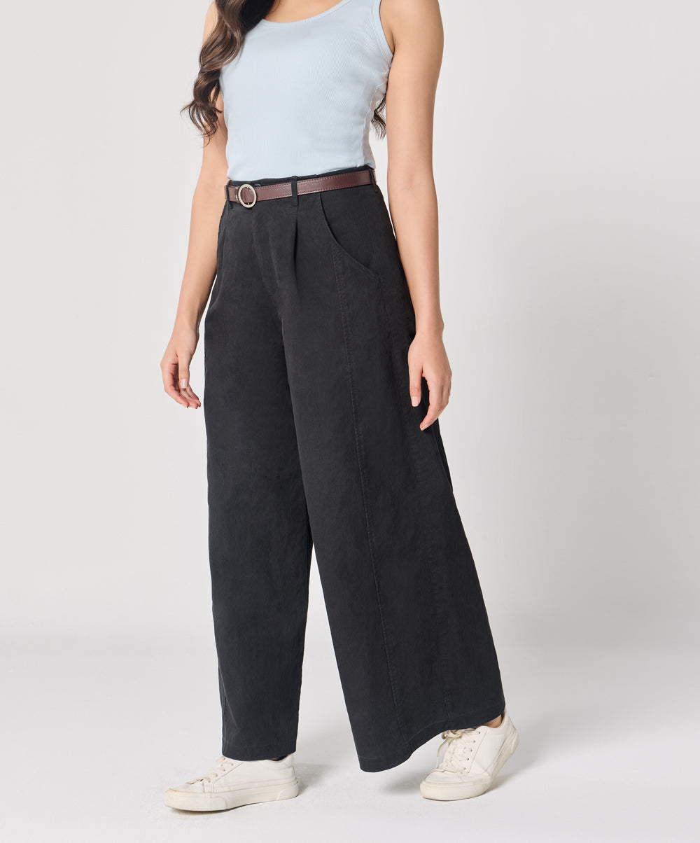 Flare Black Twill Pant