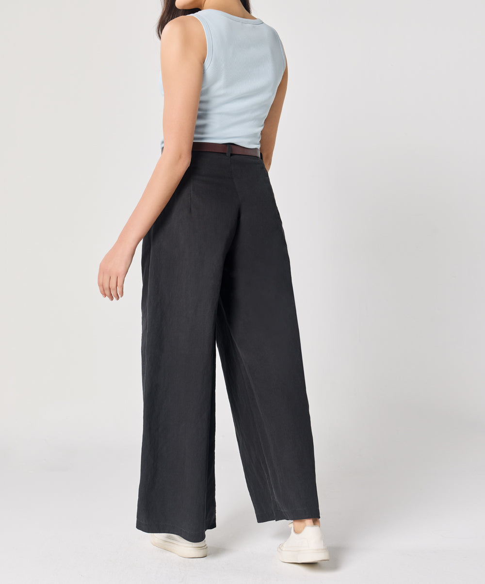 Flare Black Twill Pant