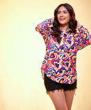 Oversized Chiffon Random Printed Shirt