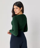 Long Sleeve Dark Green Rib Top