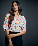 Relaxed sleeve chiffon printed top