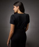 Vneck Short Sleeve Chiffon Top-Black