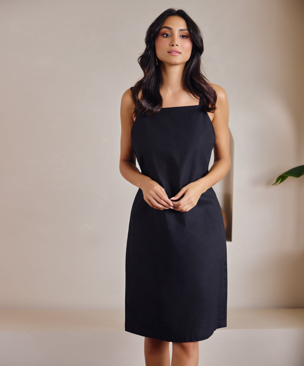 Linen Black Dress