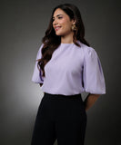 Round Neck Lavender Sleeve Elasticated Top