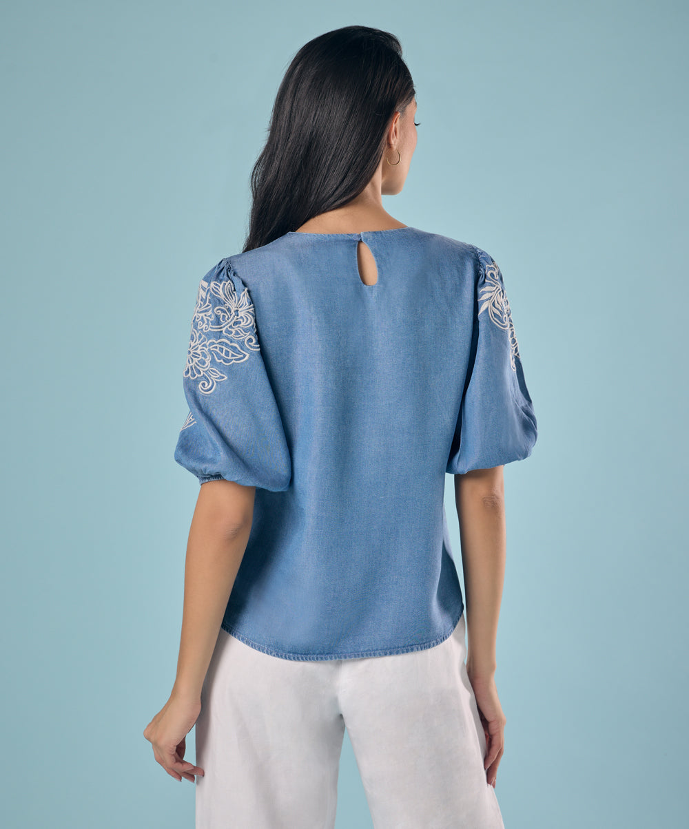 Embroidery And Cut Work Tencel Top