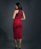 Halter Neck Paneled Ponte Bodycon Dress