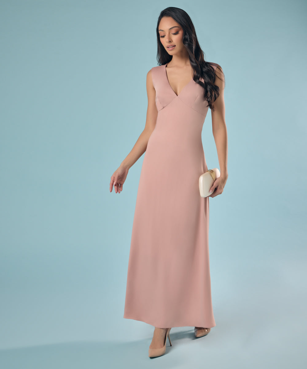 Vneck Body Hugging Satin Dress