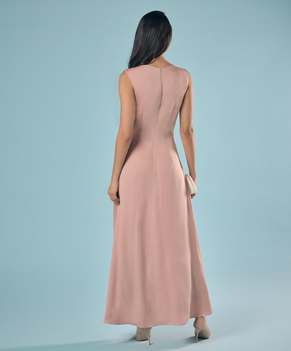 Vneck Body Hugging Satin Dress