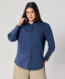 Cotton Oversized Shirt- Navy Blue