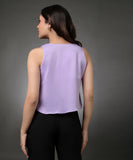 Silk Satin Vneck Sleeveless Lavender Top