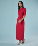 Puffed Sleeve Round Neck  Midi Dress