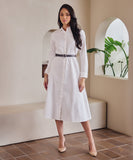 Roll Up Sleeve Linen Shirt Dress