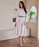 Roll Up Sleeve Linen Shirt Dress