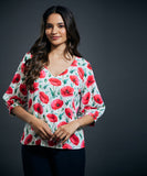 Printed Vneck Half sleeve top