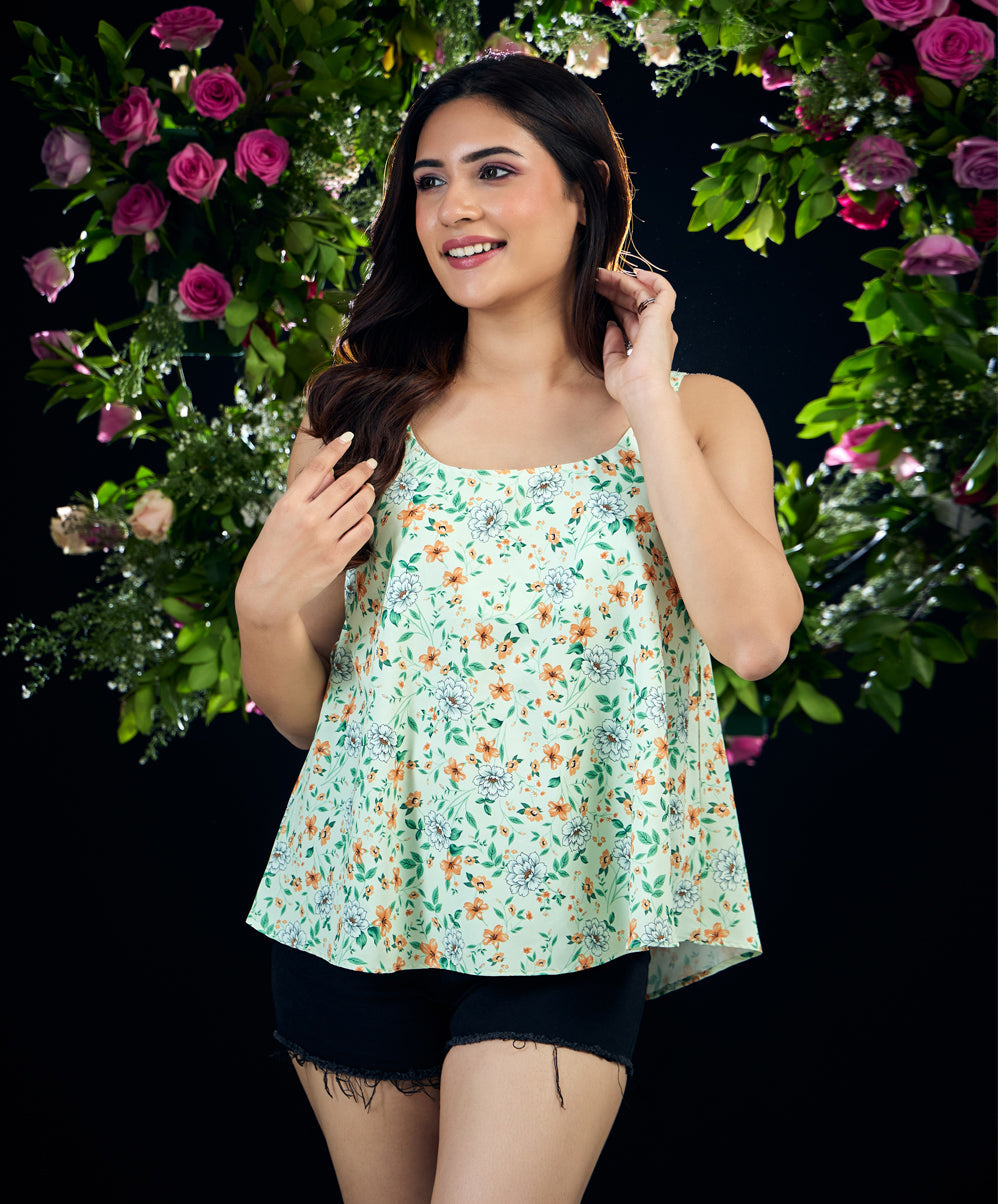 Waist Tie Chiffon Peplum Floral Top