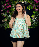 Waist Tie Chiffon Peplum Floral Top