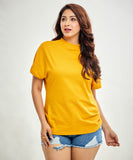 Side Gathered Crew Neck Tshirt- Mustard