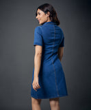 Classic Collared Front Buttoned Denim Dress