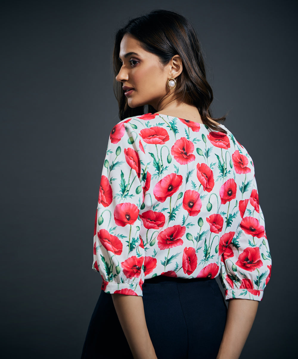 Printed Vneck Half sleeve top