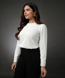 Embroidered Long Sleeve White Top