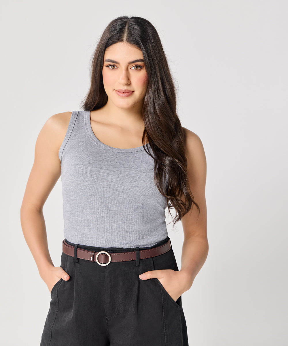 Light Grey Rib Cami Top