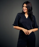 Front Buttoned Frill Chiffon Top