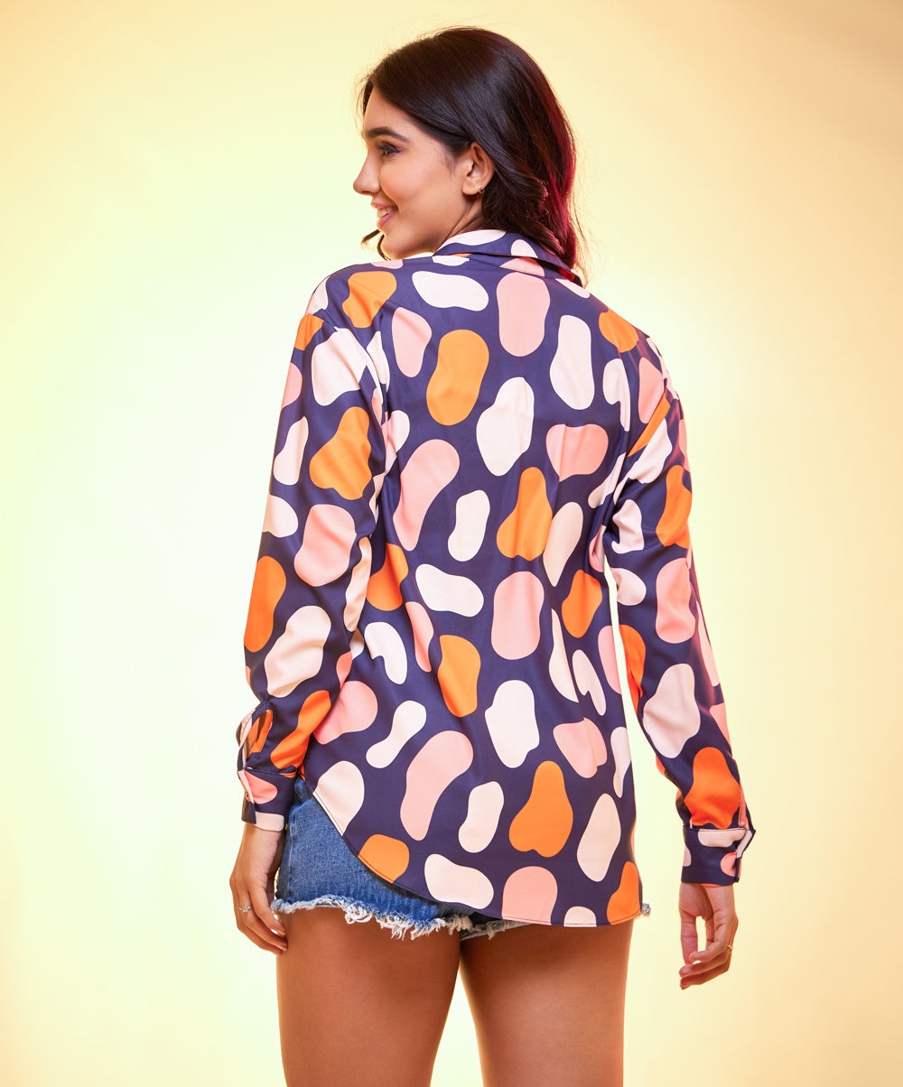 Multi Colour Oversized Printed Shirt