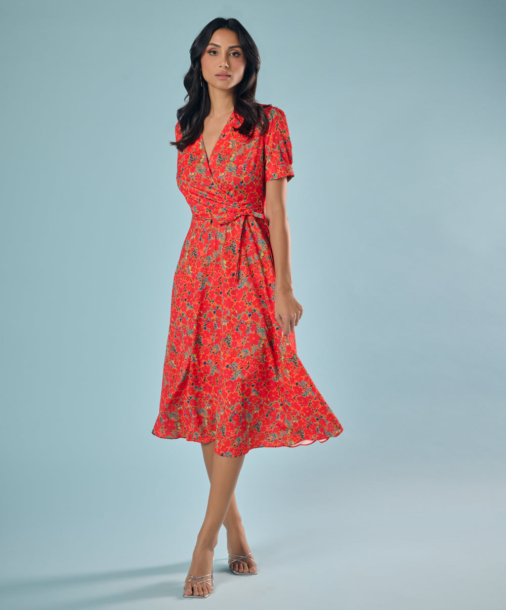 Vneck Chiffon Vintage Summer Dress