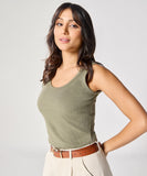 Khaki Green Rib Cami Top