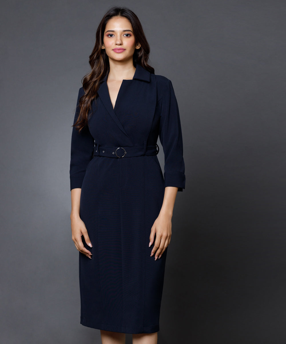 Blazer Inspired navy Midi Dress