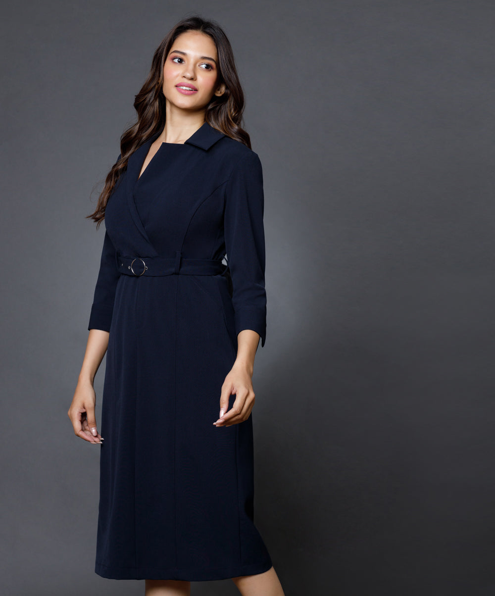 Blazer Inspired navy Midi Dress