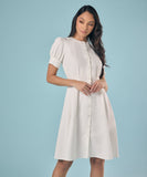 Front Buttoned White Dress