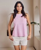 Halter Neck Linen Pink Top