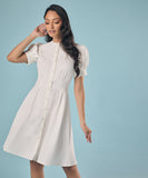 Front Buttoned White Dress