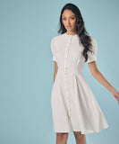 Front Buttoned White Dress