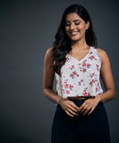 Printed Vneck Floral Satin top