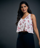 Printed Vneck Floral Satin top