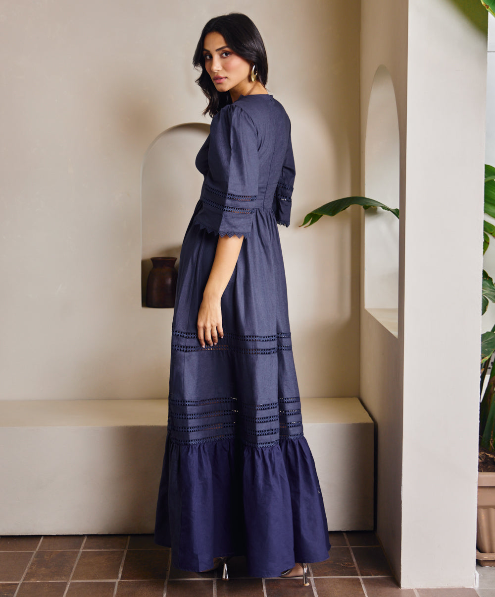 Embroidered Cut out Maxi Dress ZIGZAG UAE Embroidered Cut out Maxi Dress ZIGZAG UAE
