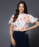 Puff Sleeve Printed  Top