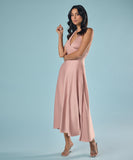 Deep Vneck Satin Solid Dress