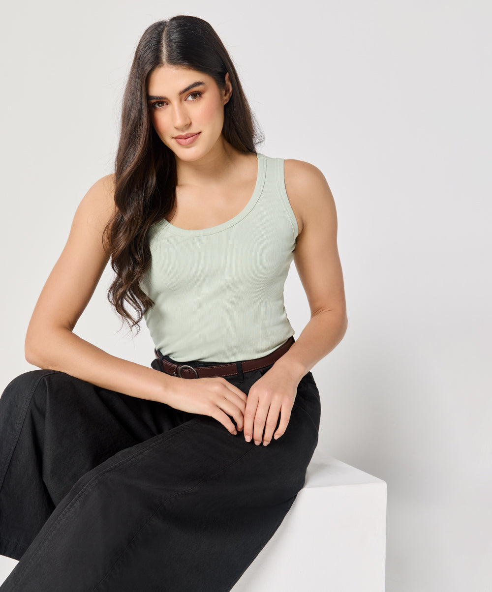 Light Green Rib Cami Top