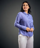 Solid Blue Long Sleeve Comfy Shirt