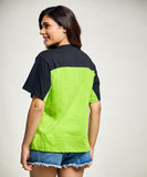 Electric Green And Black Mixed Oversized Tshirt