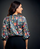 Half Puffed Sleeve Satin Printed Top