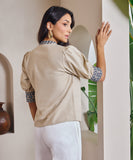 Embroiderd Linen Top With Details