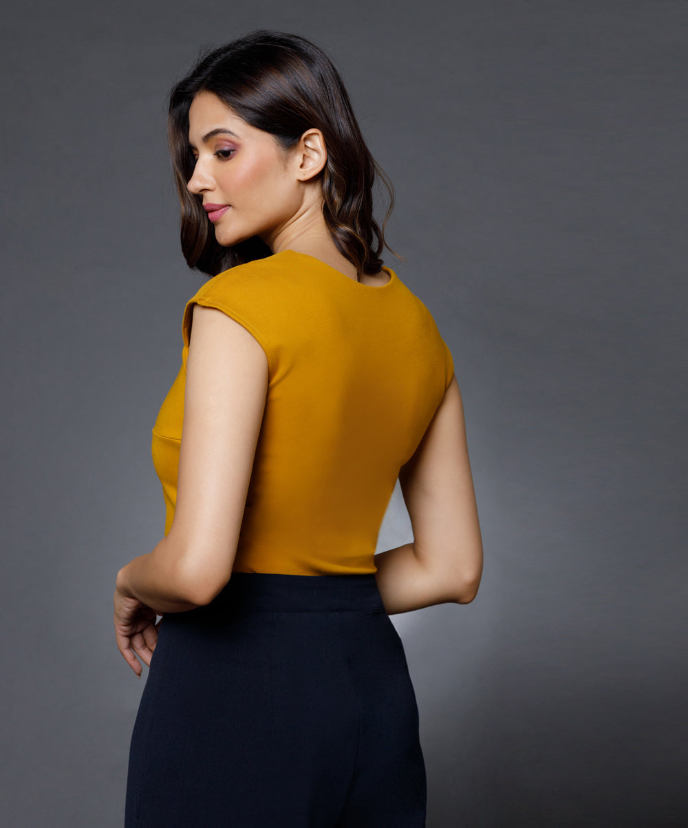 Yellow Sweetheart Neck Top