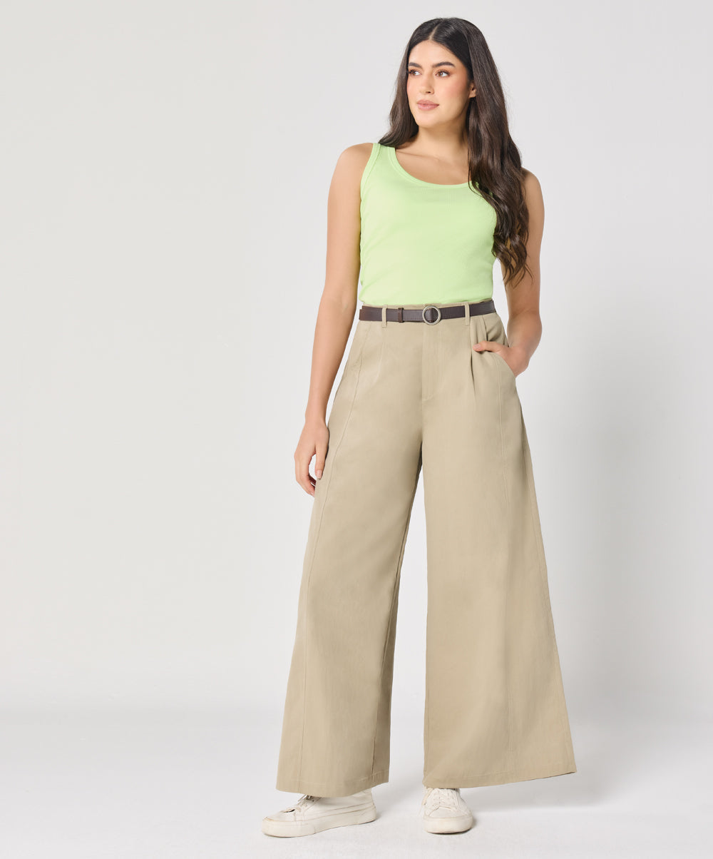 Flare Dark Beige Twill Pant