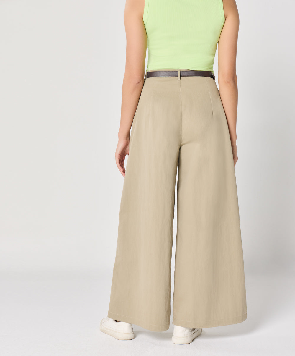 Flare Dark Beige Twill Pant