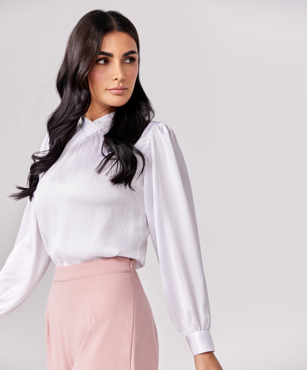 High Vneck Pleated Top